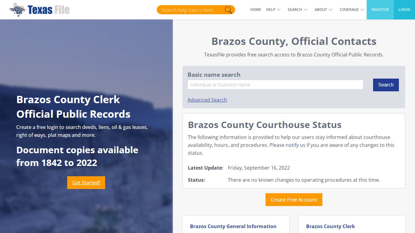 Brazos County Clerk Official Public Records | TexasFile