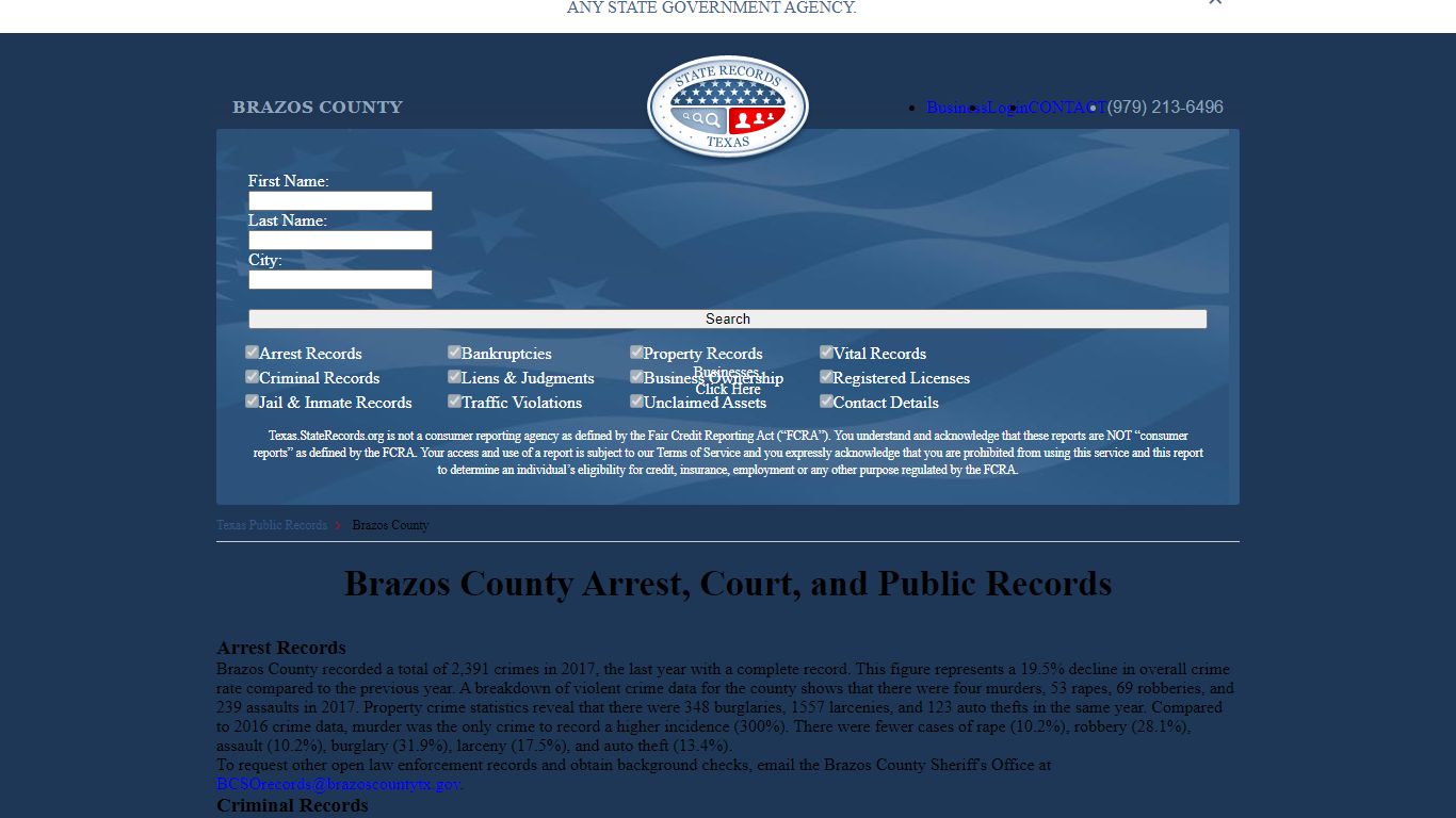 Brazos County Arrest, Court, and Public Records